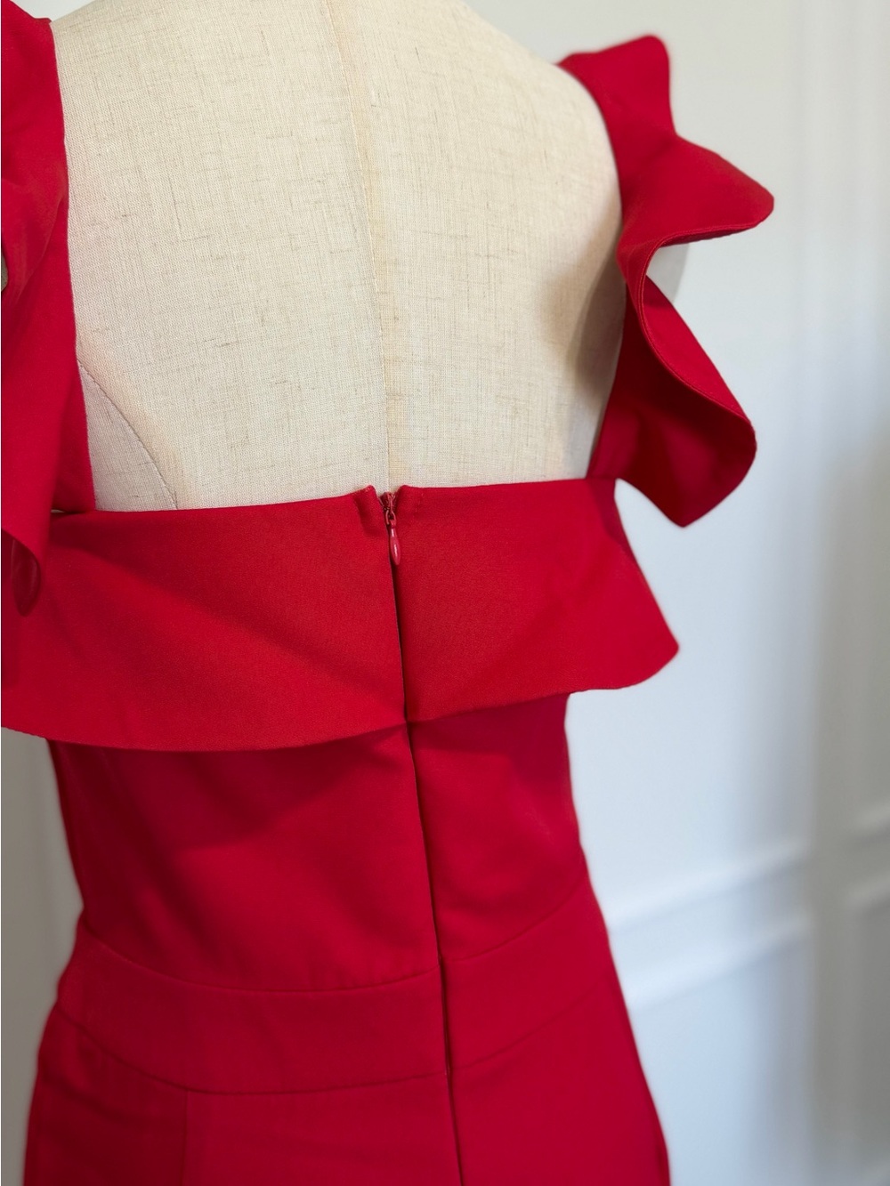 Halter Ruffle Red Jumpsuit - Picture 6 of 8